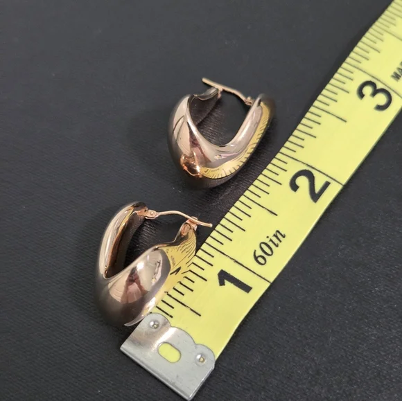 14k Rose Gold Hoop Earrings - Picture 7 of 9